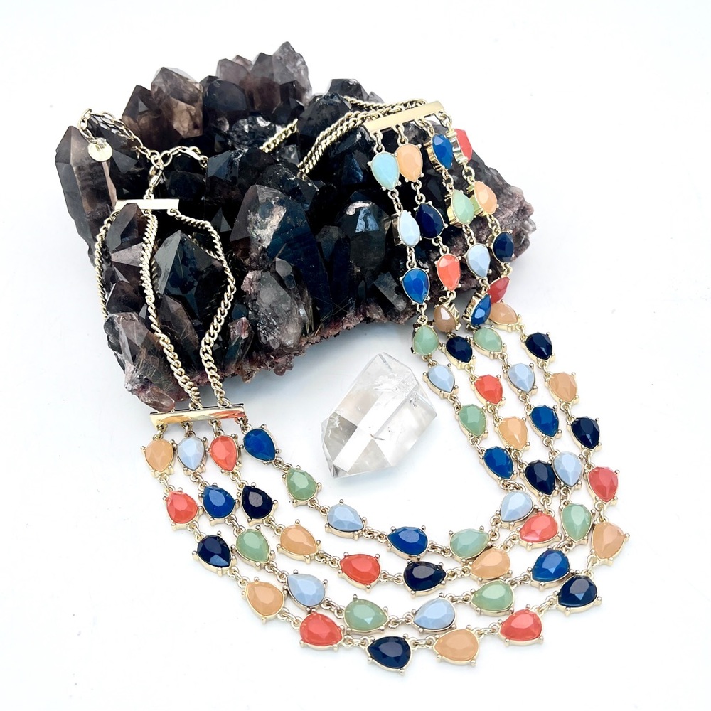 Talbots Multi Colored Multi Strand Gold Tone Neck… - image 2